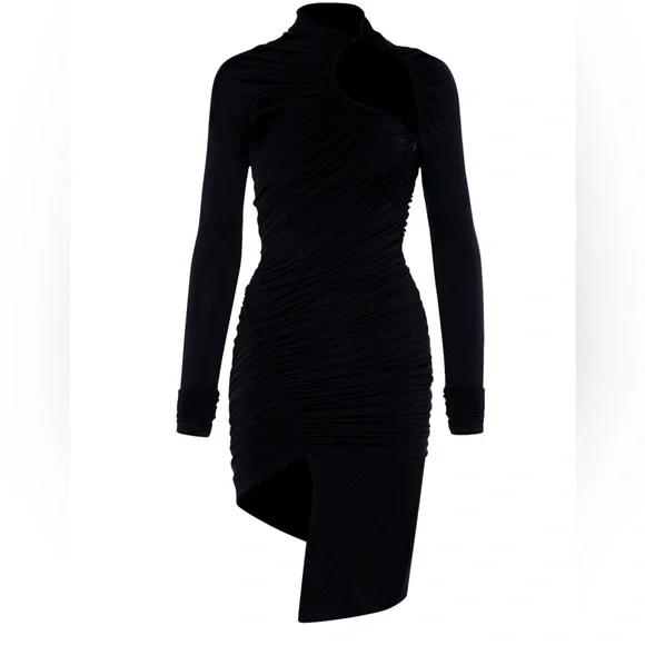 MUGLER black dress with swirling and cut-out details. Size FR 46 (US size 14). - Picture 4 of 7